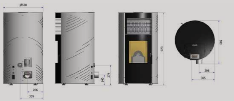 Poêle à granulés rond - 12kW - MIA